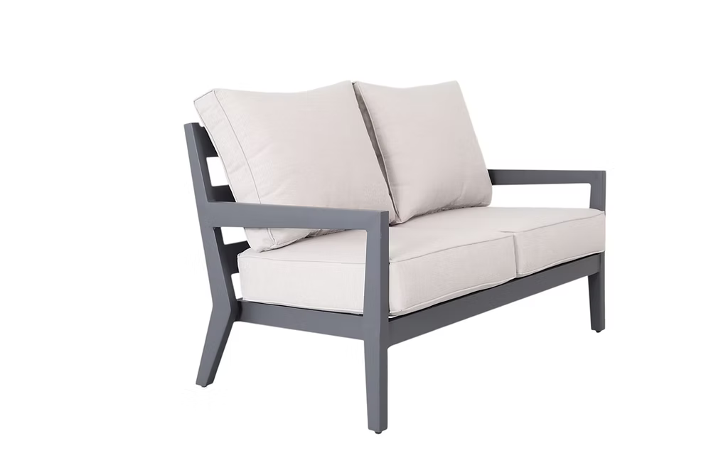 Resort Lifestyles Cabo Deep Loveseat Grey w/Silver Sunbrella Cushions
