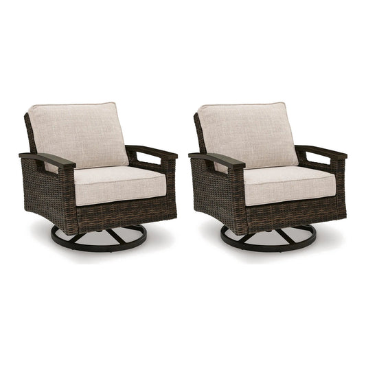 ASHLEY Drakes Beach Outdoor Swivel Lounge Chair (Set of 2)