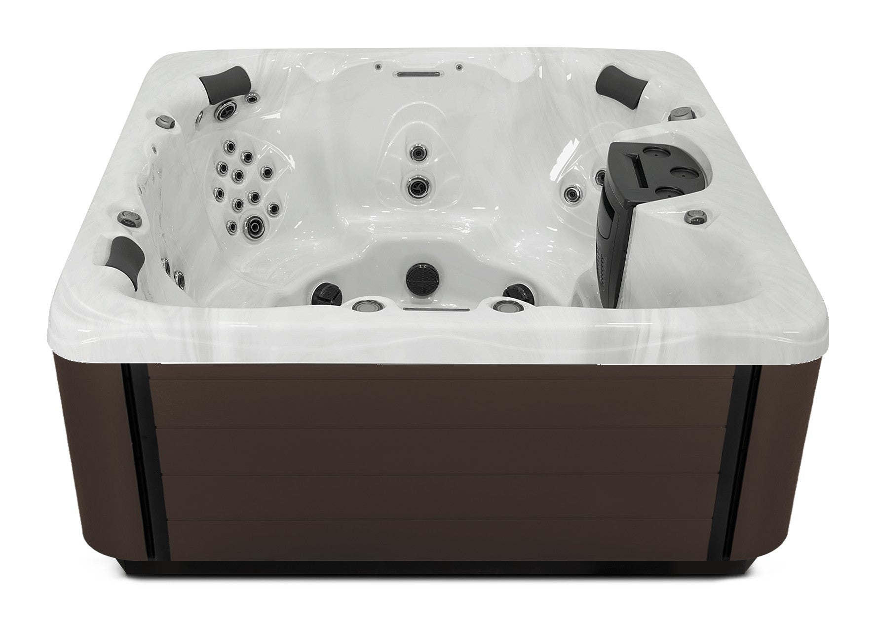 Balance 7 hot tub - Sterling Silver shell with Dark Walnut cabinet