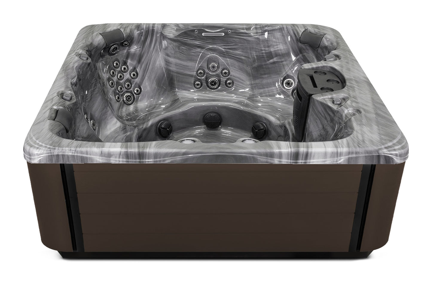 Balance 8 hot tub - Storm Cloud (Optional) shell with DuraMaster Dark Walnut (Standard) cabinet