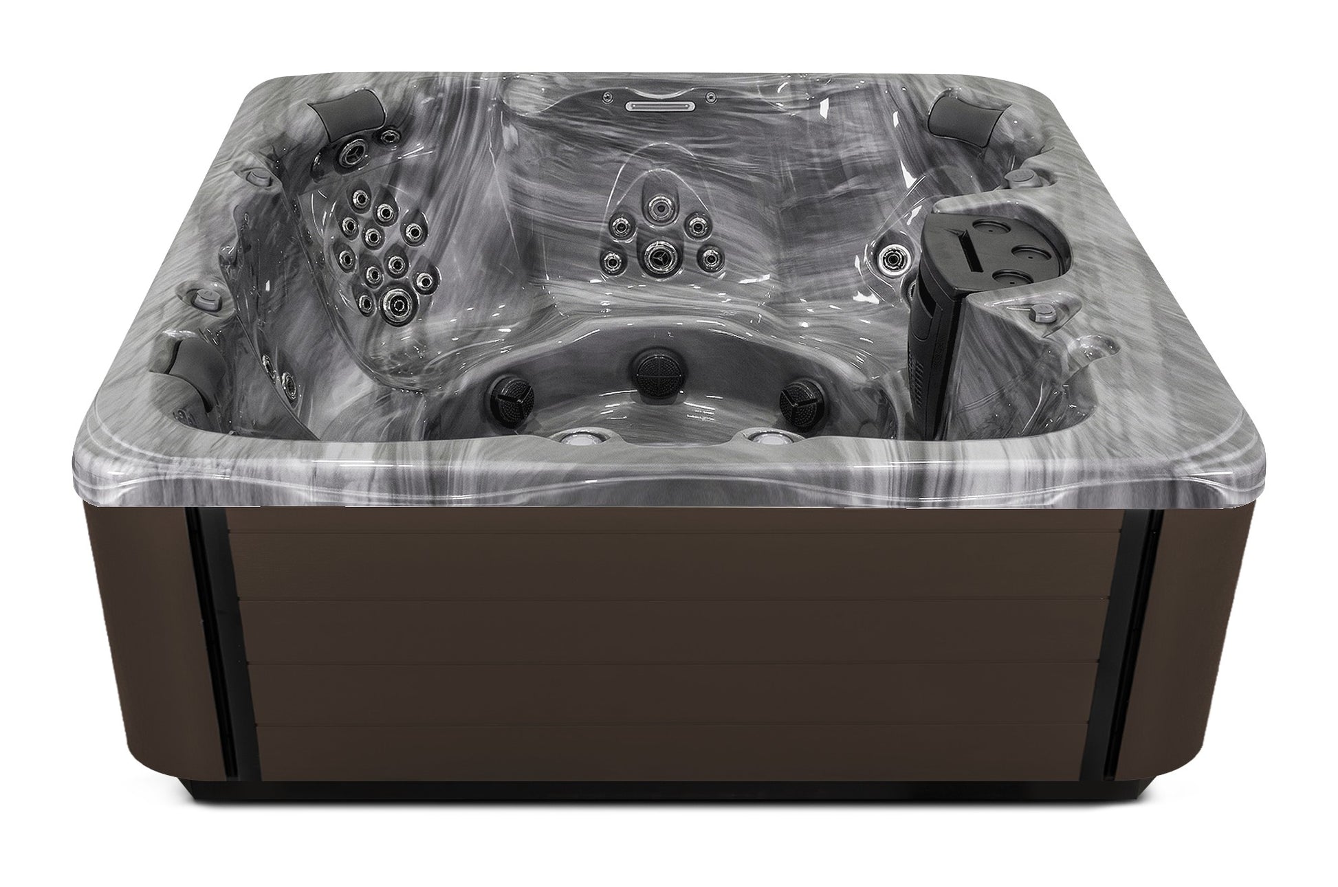 Balance 8 hot tub - Storm Cloud (Optional) shell with DuraMaster Dark Walnut (Standard) cabinet