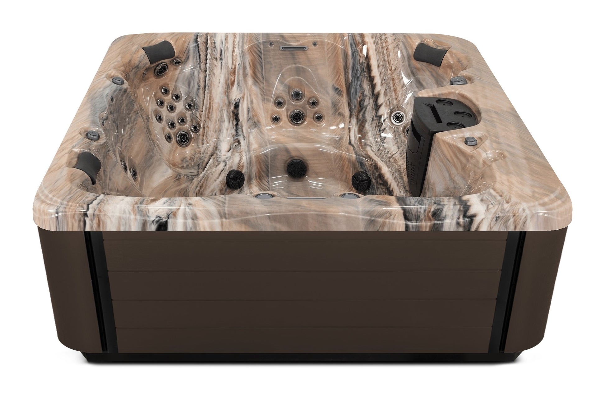 Balance 8 hot tub - Tuscan Sun (Standard) shell with DuraMaster Dark Walnut (Standard) cabinet