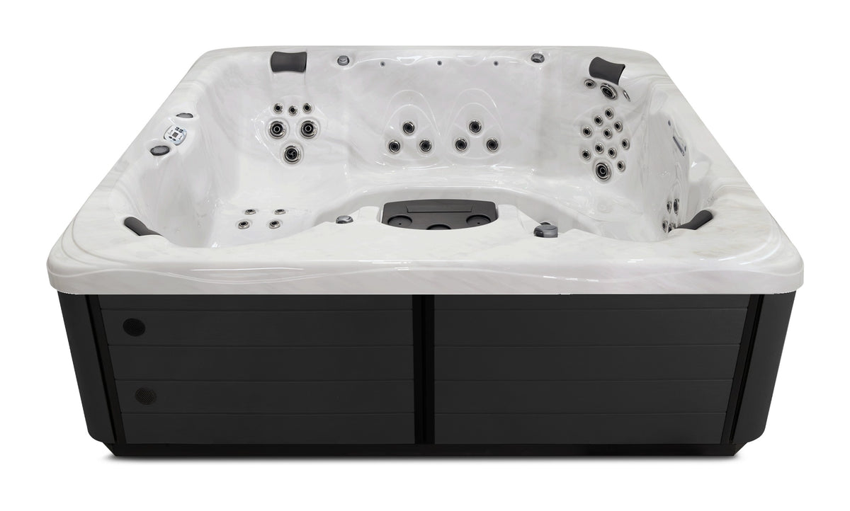 Balance 9 hot tub - Sterling Silver (Standard) shell with DuraMaster Midnight* (Standard) cabinet