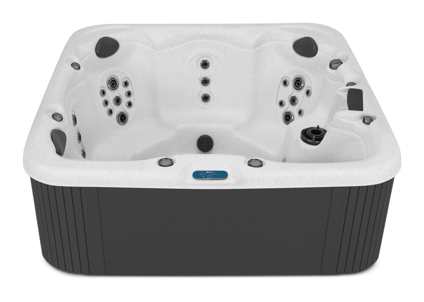 Bar Harbor LE hot tub - Sea Salt shell with DuraMaster Graphite cabinet
