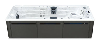 Challenger 19 D MAX swim spa - Sterling Silver shell with Graphite cabinet