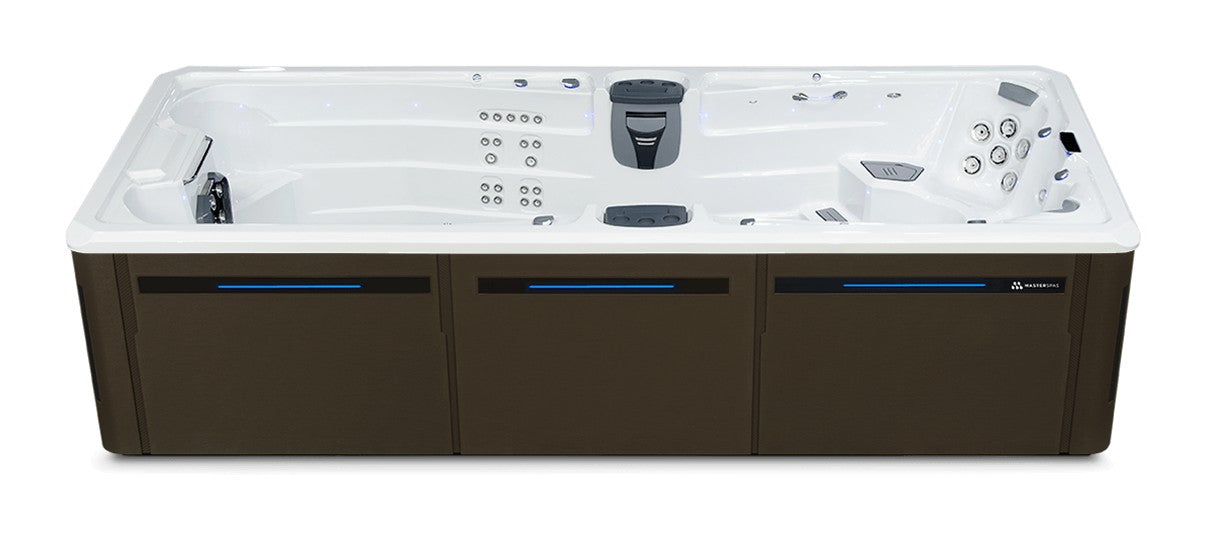 Challenger 19 D MAX swim spa - White shell with Walnut cabinet