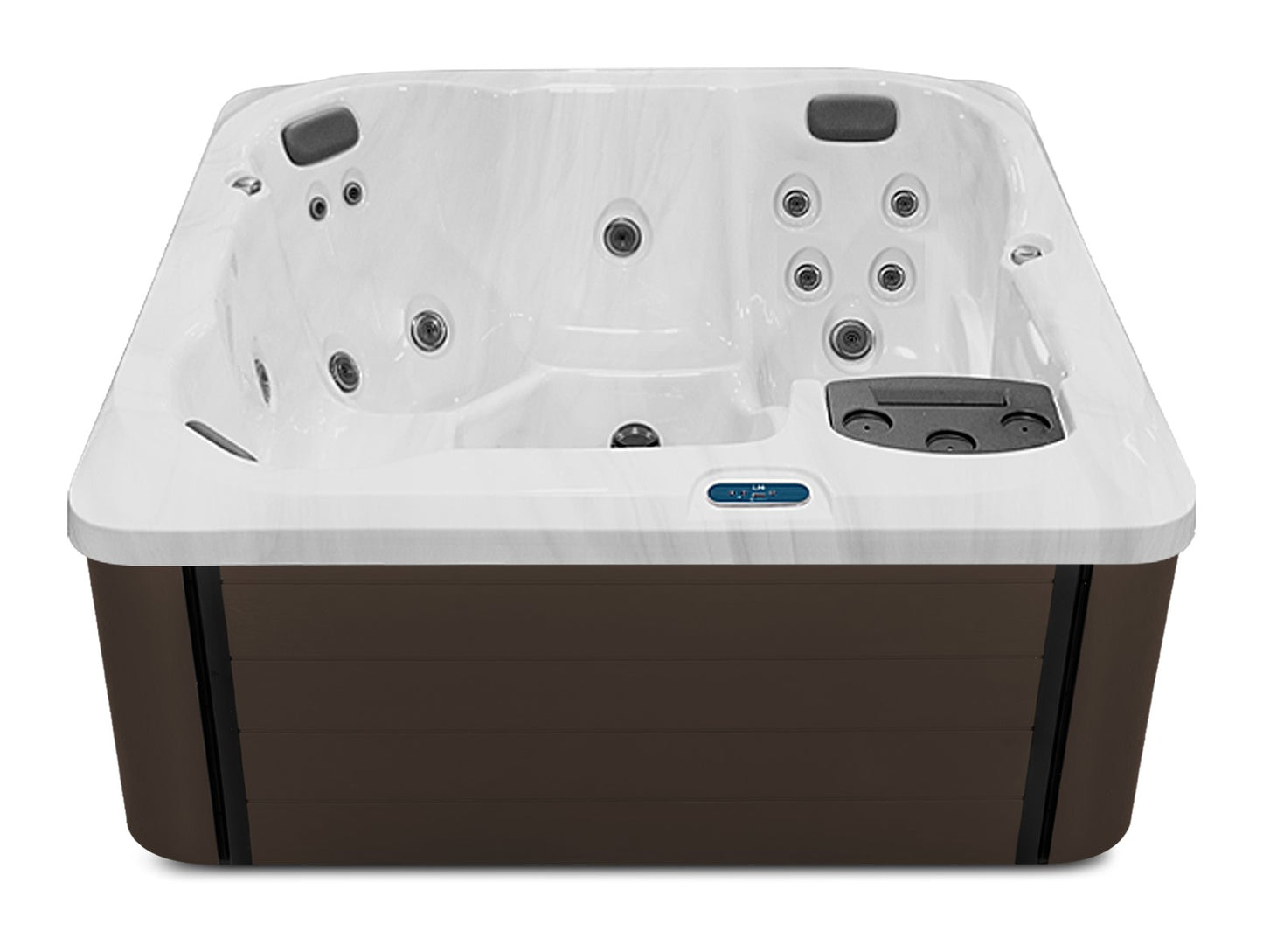 L6 hot tub - Sterling Silver shell with Dark Walnut cabinet
