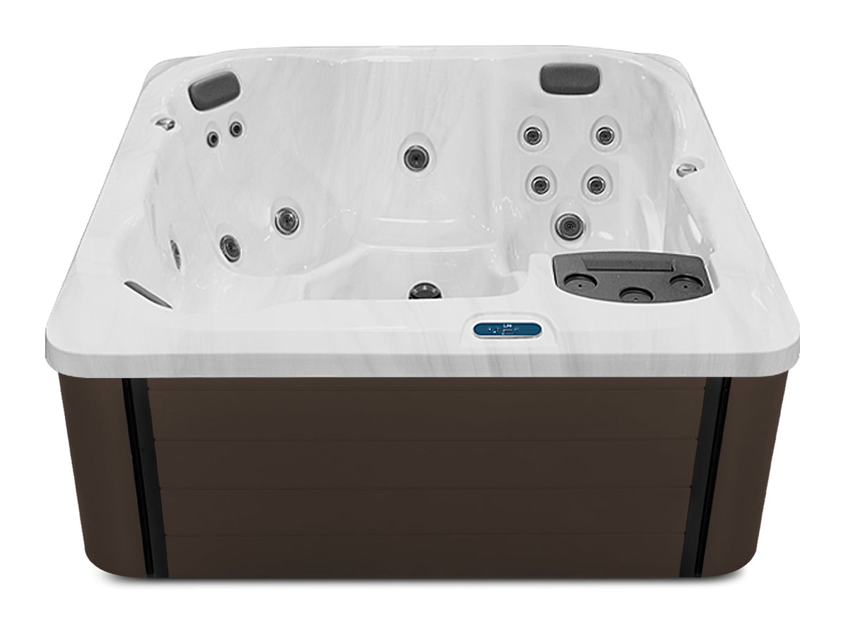 L6 hot tub - Sterling Silver shell with Dark Walnut cabinet