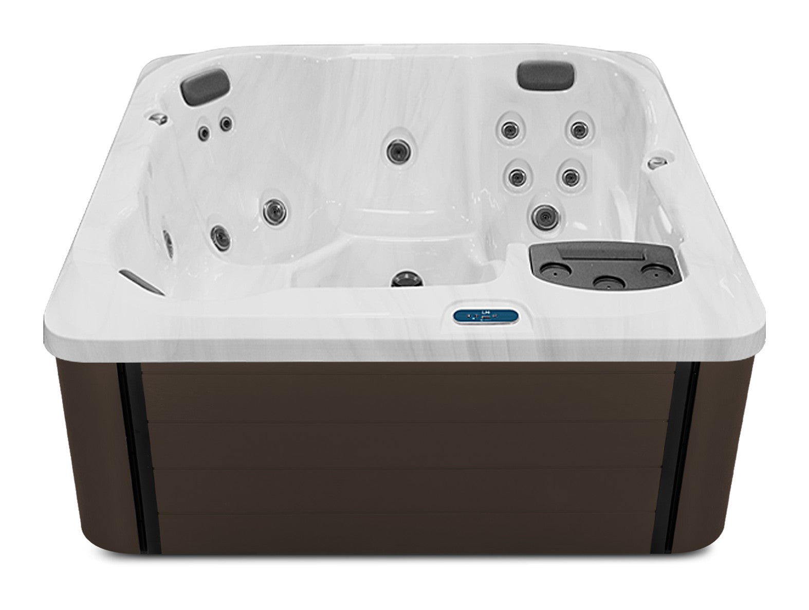 L6 hot tub - Sterling Silver shell with Dark Walnut cabinet