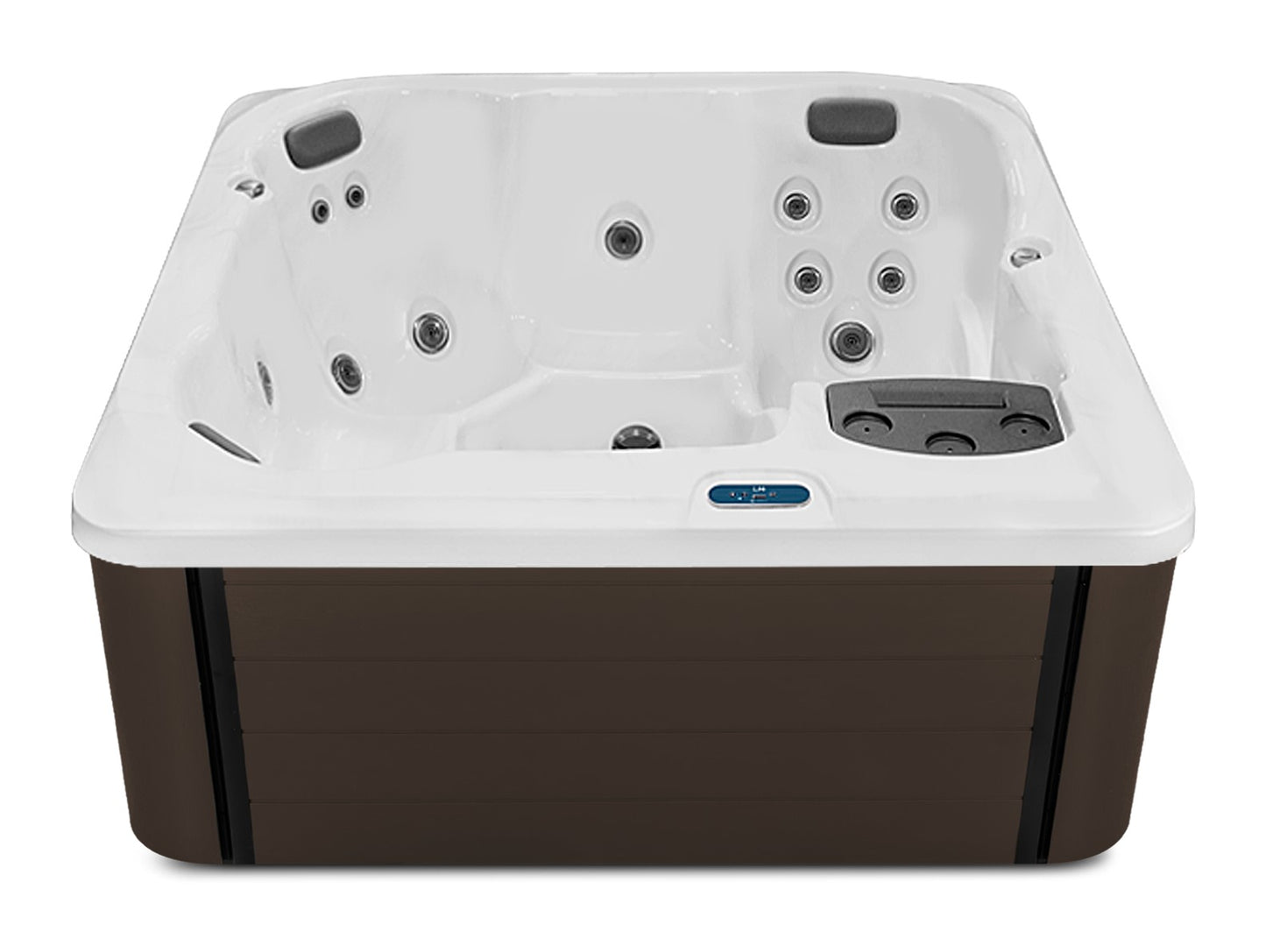 L6 hot tub - White shell with Dark Walnut cabinet