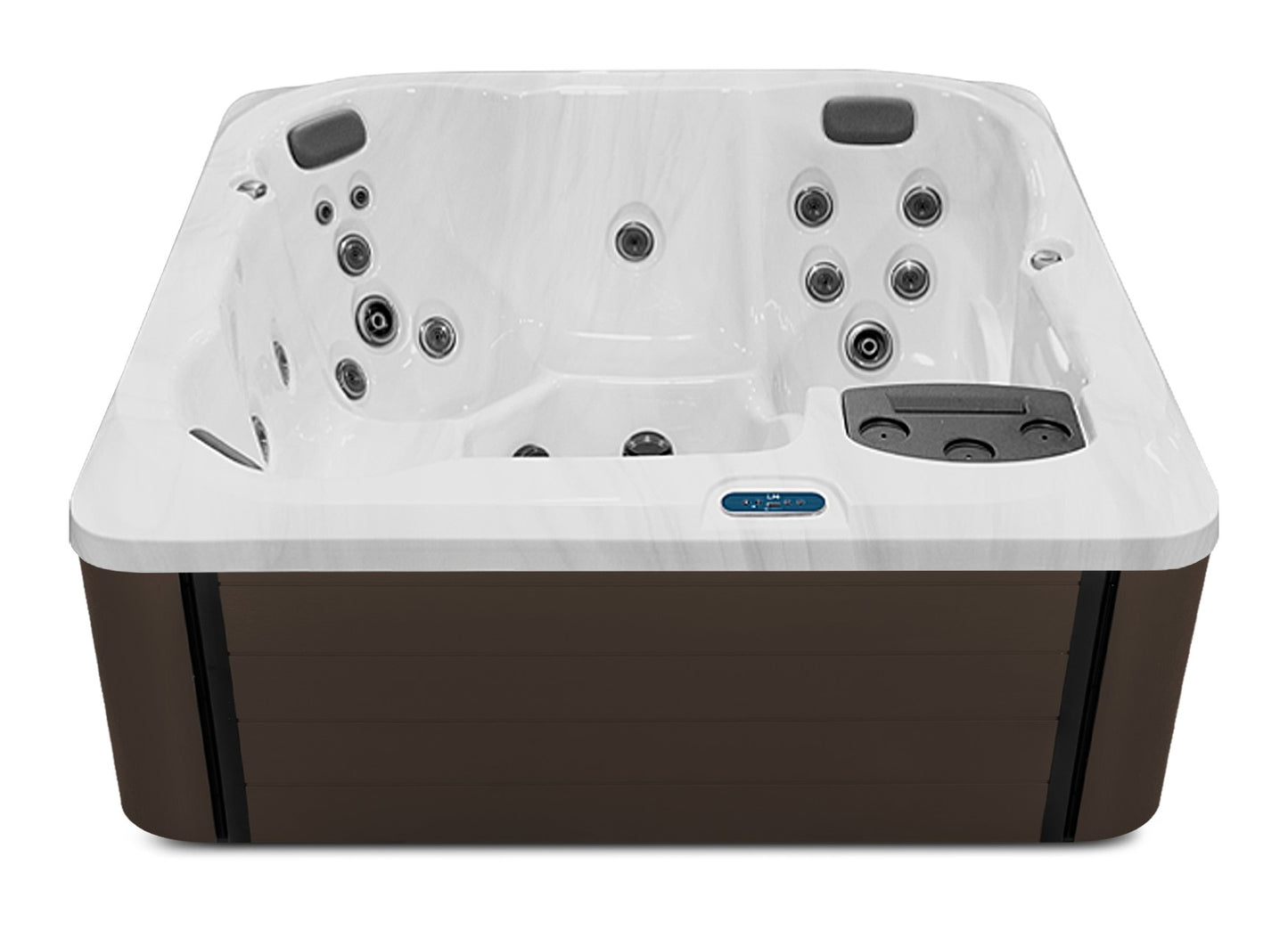 L7 hot tub - Sterling Silver shell with Dark Walnut cabinet