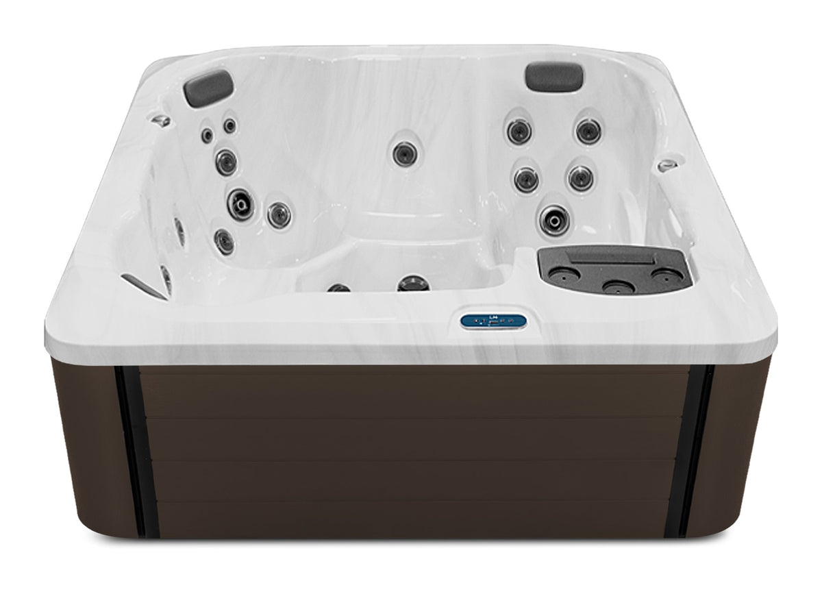 L7 hot tub - Sterling Silver shell with Dark Walnut cabinet
