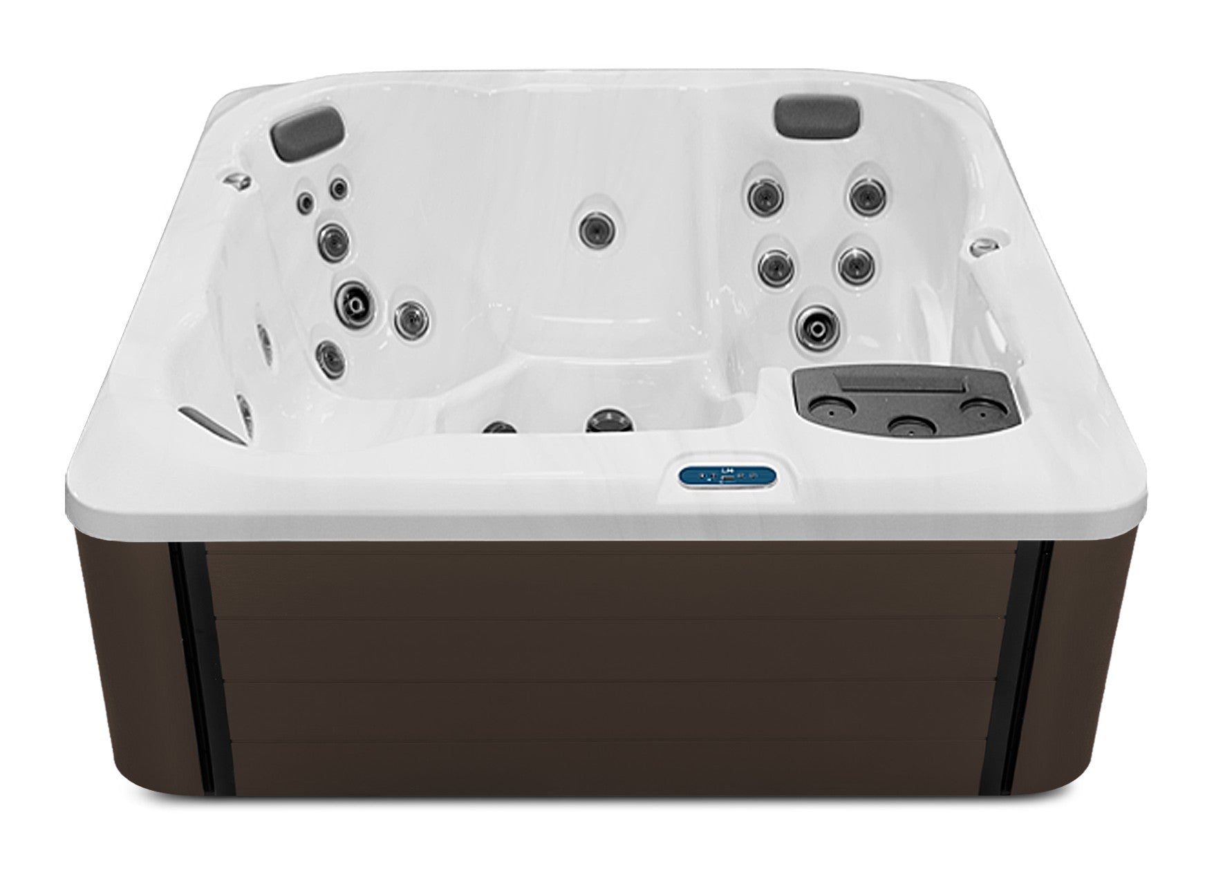 L7 hot tub - White shell with Dark Walnut cabinet