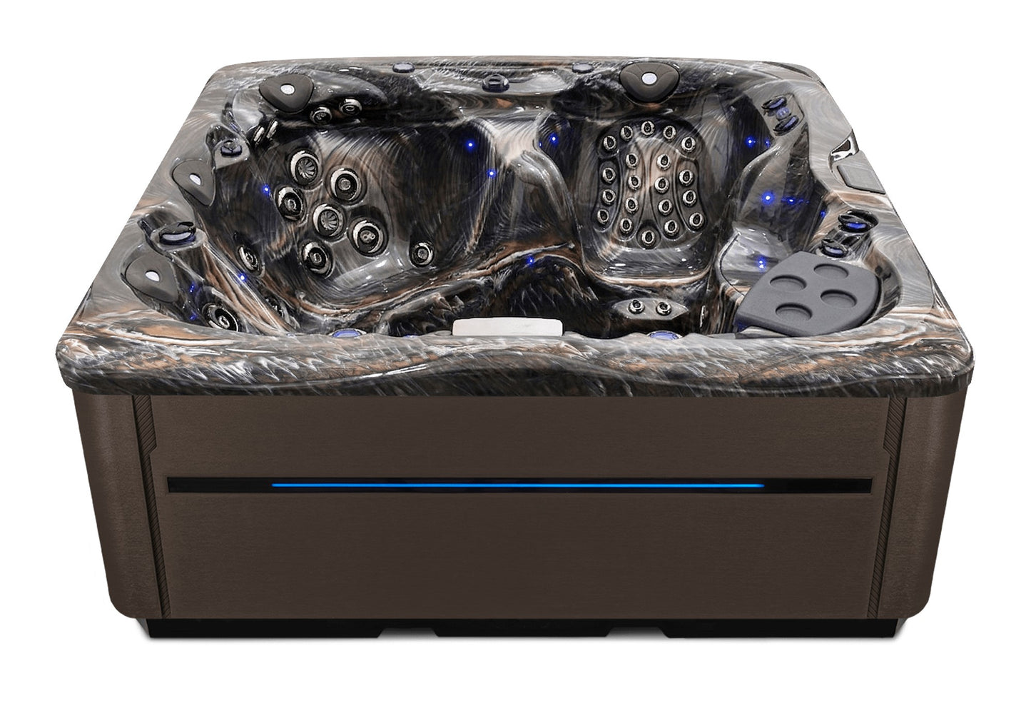LSX 30 hot tub - Midnight Canyon shell with Dark Walnut cabinet
