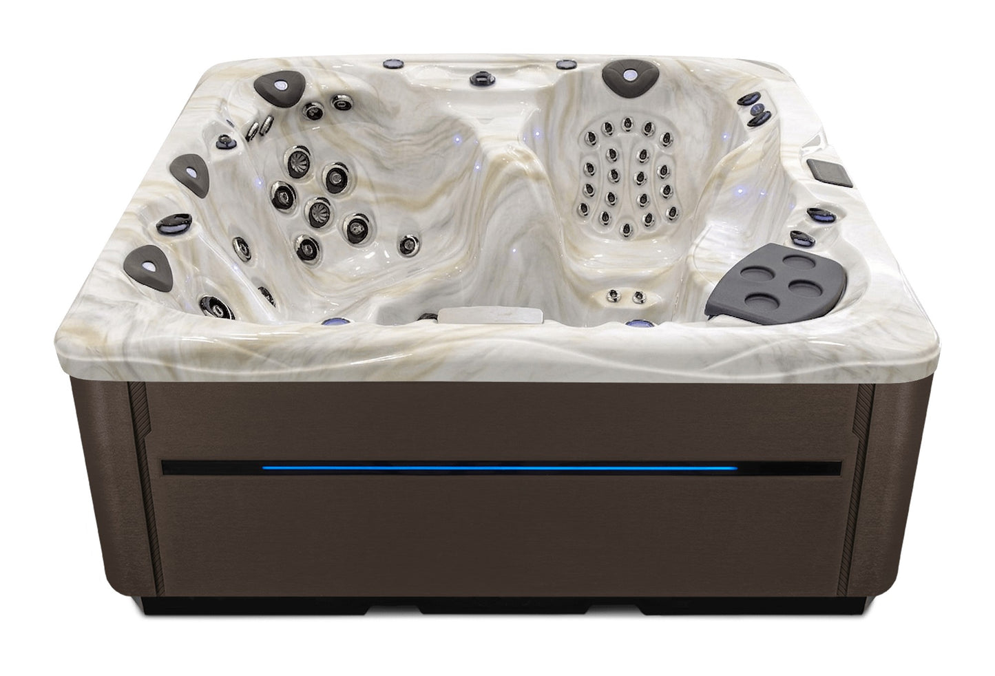 LSX 30 hot tub - Smoky Mountain shell with Dark Walnut cabinet
