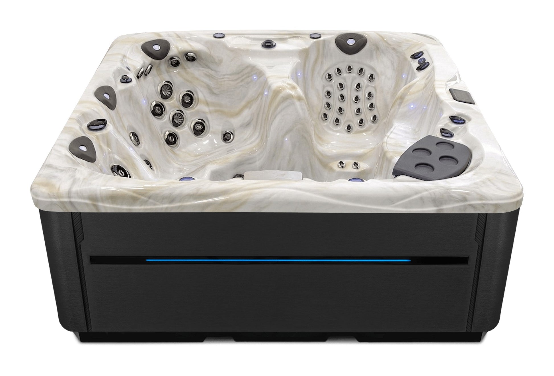 LSX 30 hot tub - Smoky Mountain shell with Midnight cabinet