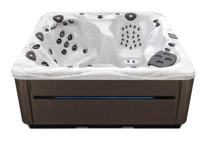 LSX 30 hot tub - Sterling Silver shell with Dark Walnut cabinet