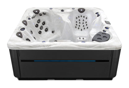 LSX 30 hot tub - Sterling Silver shell with Midnight cabinet
