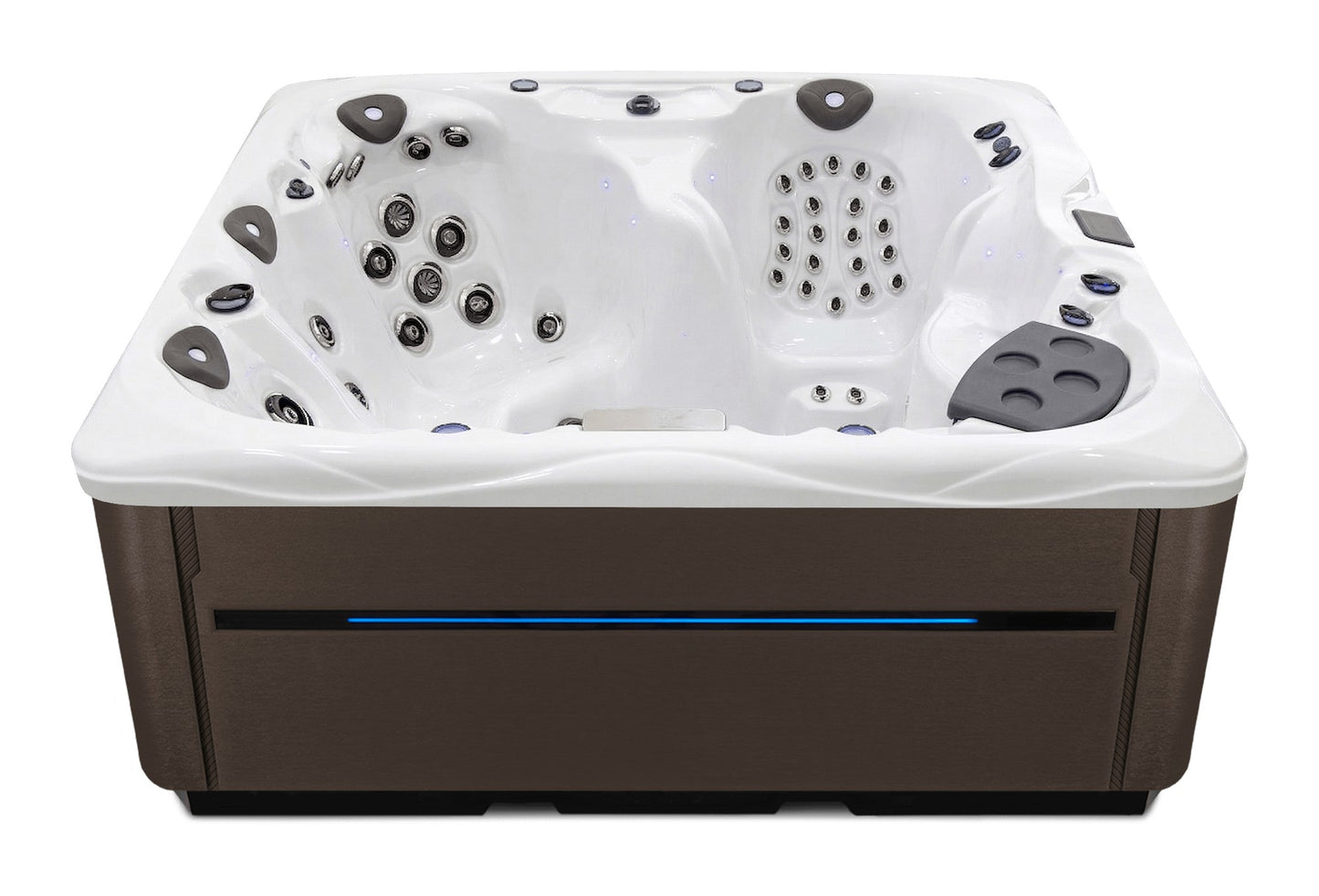 LSX 30 hot tub - White shell with Dark Walnut cabinet