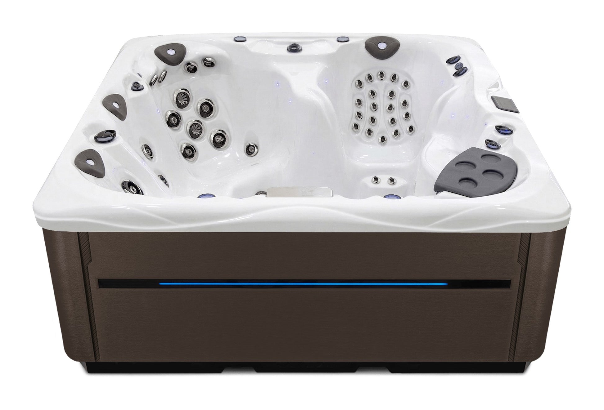 LSX 30 hot tub - White shell with Dark Walnut cabinet