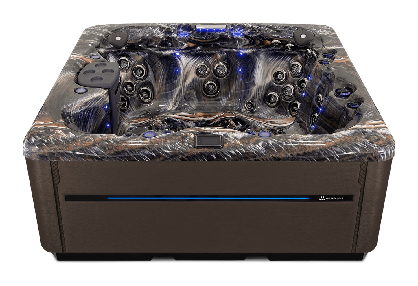 LSX 850 hot tub - Midnight Canyon (Standard) shell with DuraMaster Dark Walnut cabinet