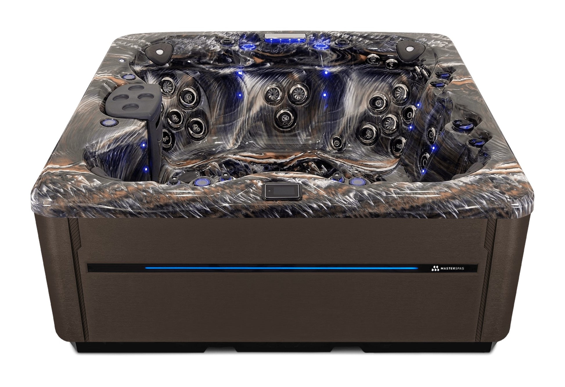 LSX 850 hot tub - Midnight Canyon (Standard) shell with DuraMaster Dark Walnut cabinet