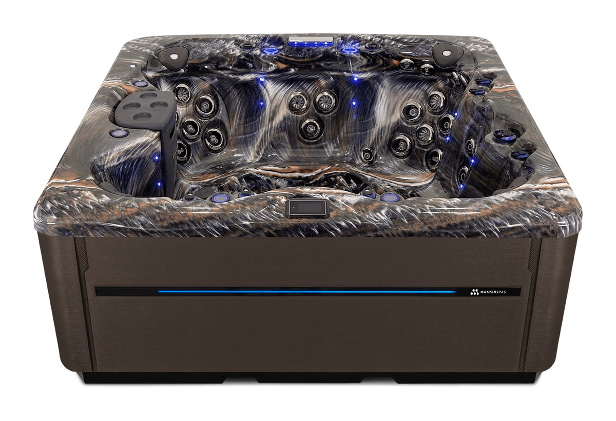 LSX 850 hot tub - Midnight Canyon (Standard) shell with DuraMaster Dark Walnut cabinet