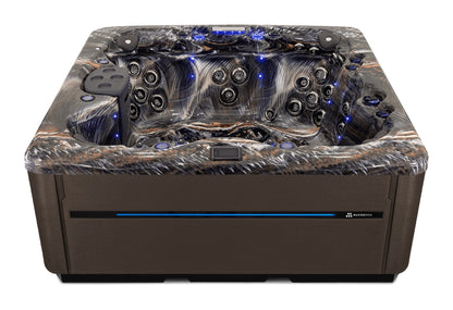 LSX 850 hot tub - Midnight Canyon (Standard) shell with DuraMaster Dark Walnut cabinet