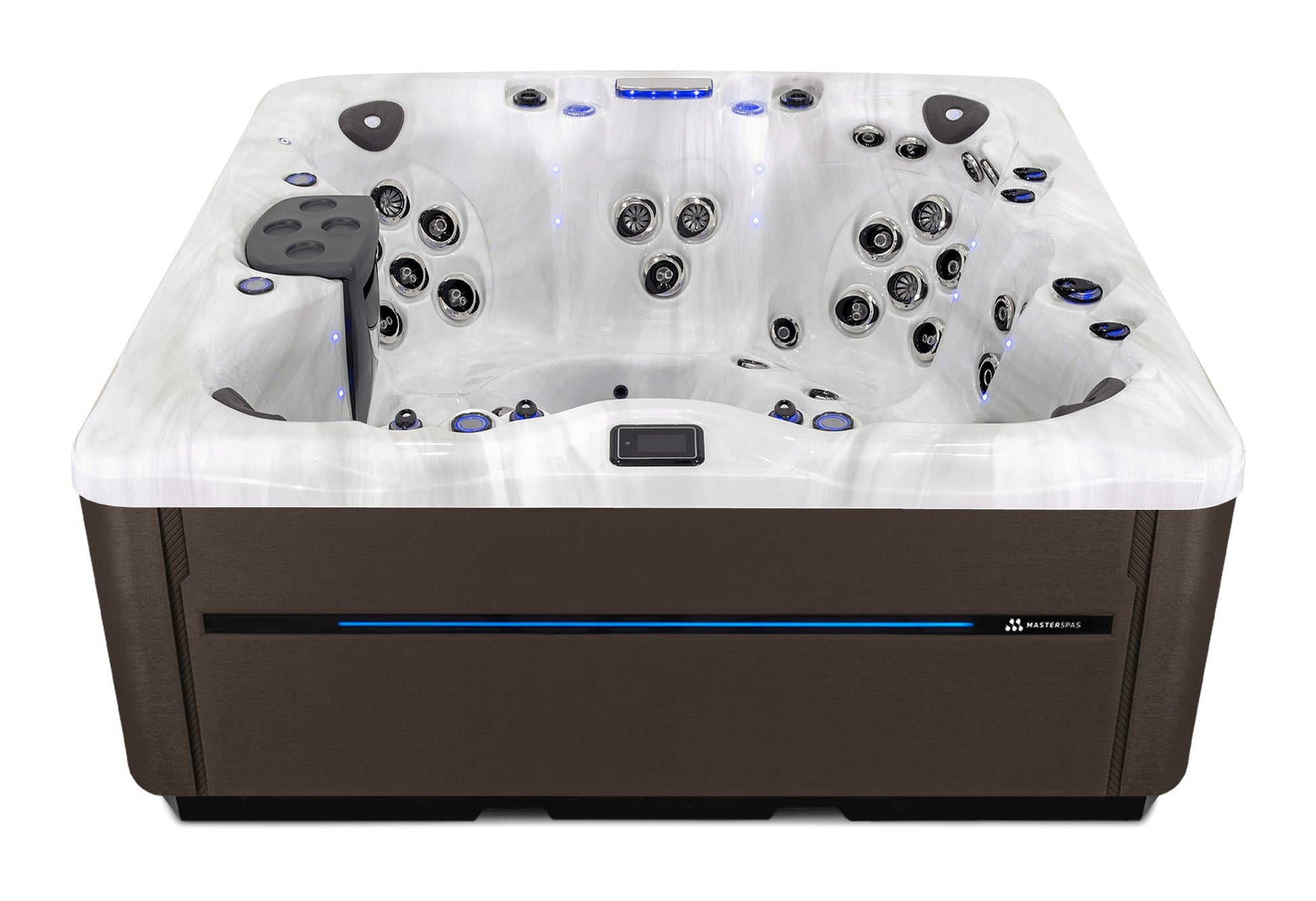 LSX 850 hot tub - Sterling Silver (Standard) shell with DuraMaster Dark Walnut cabinet