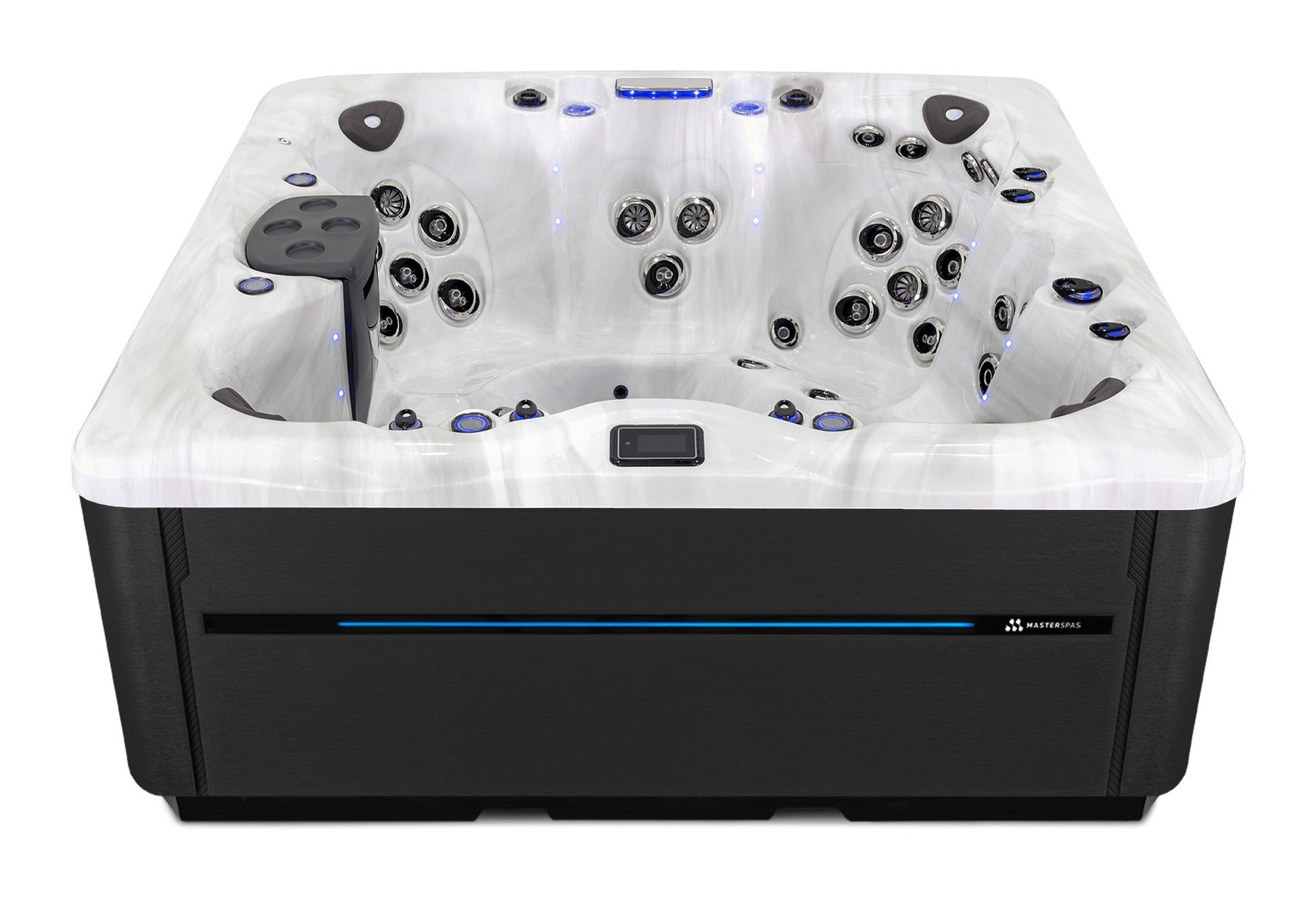 LSX 850 hot tub - Sterling Silver (Standard) shell with DuraMaster Midnight cabinet