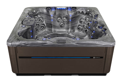LSX 850 hot tub - Storm Cloud (Optional) shell with DuraMaster Dark Walnut cabinet