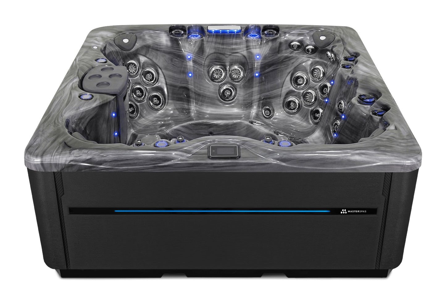 LSX 850 hot tub - Storm Cloud (Optional) shell with DuraMaster Midnight cabinet