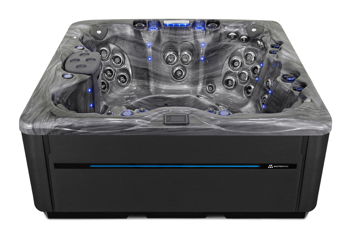 LSX 850 hot tub - Storm Cloud (Optional) shell with DuraMaster Midnight cabinet