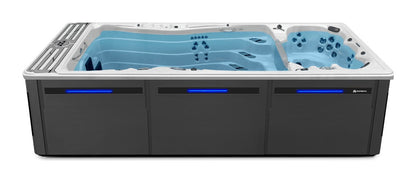 MP Momentum Deep swim spa - Sterling Silver shell with Graphite cabinet