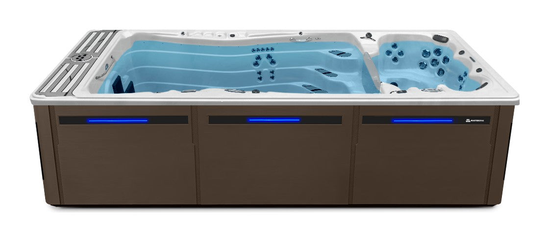 MP Momentum Deep swim spa - Sterling Silver shell with Walnut cabinet