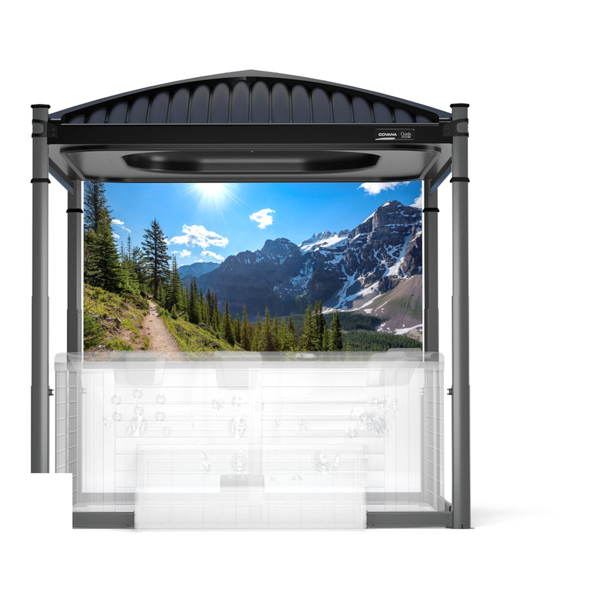 Covana Oasis Midnight XL with Rockies roller shade fitted