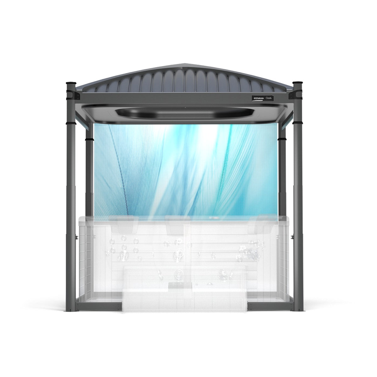 Covana Oasis with Blue Velvet roller shade fitted