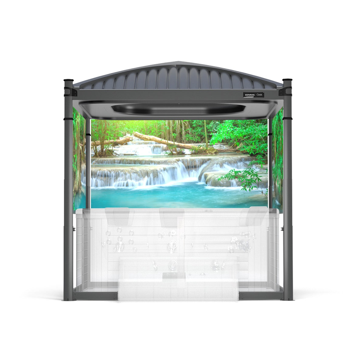 Covana Oasis with Rainforest Panoramic roller shade fitted