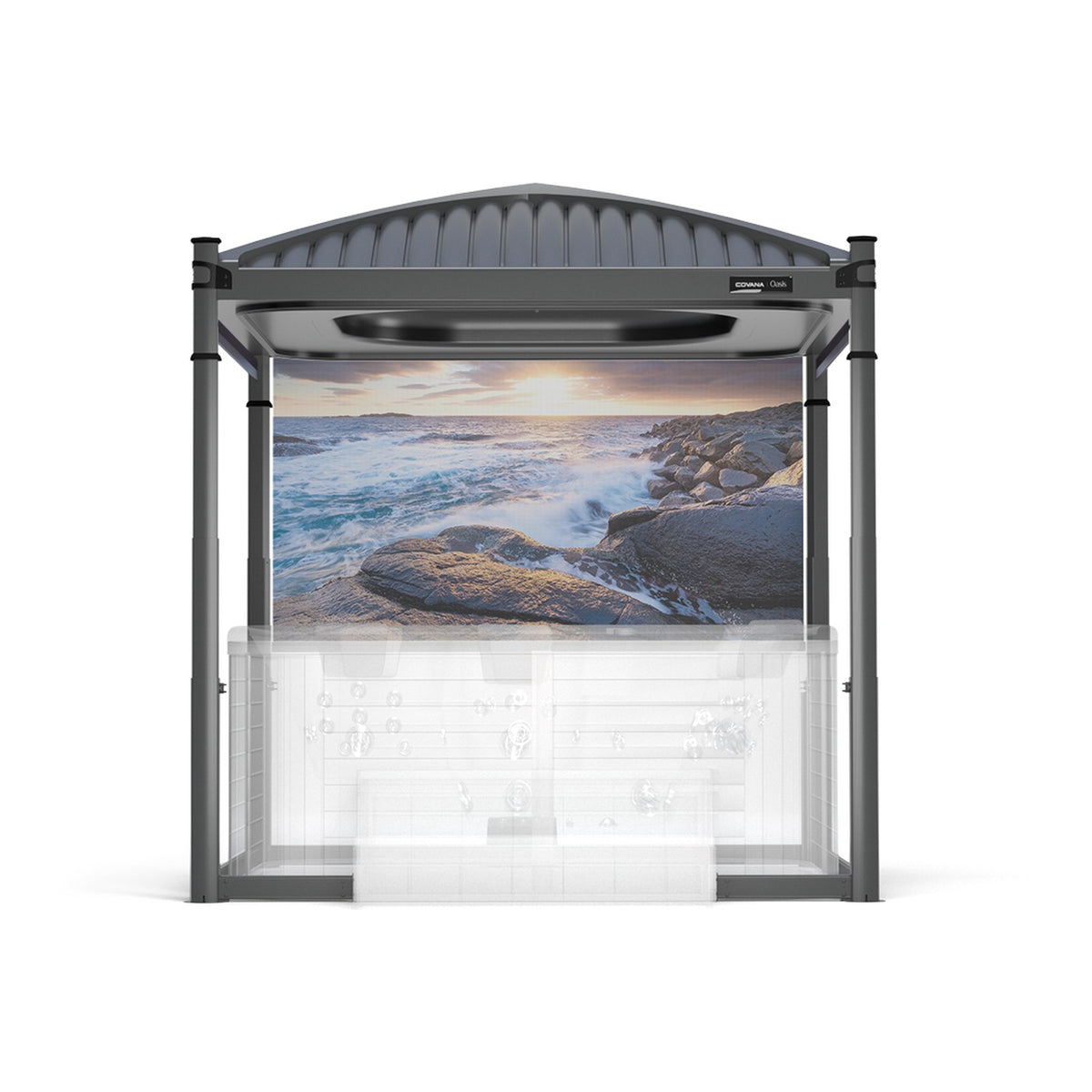 Covana Oasis with Seashore roller shade fitted