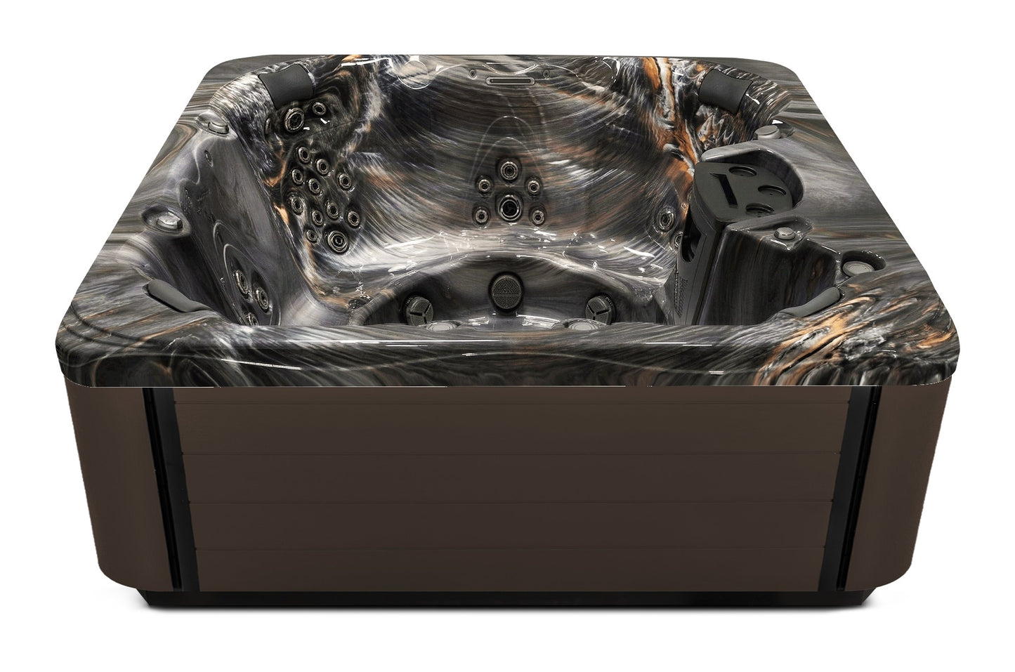 Precision 8 hot tub - Midnight Canyon shell with Dark Walnut cabinet
