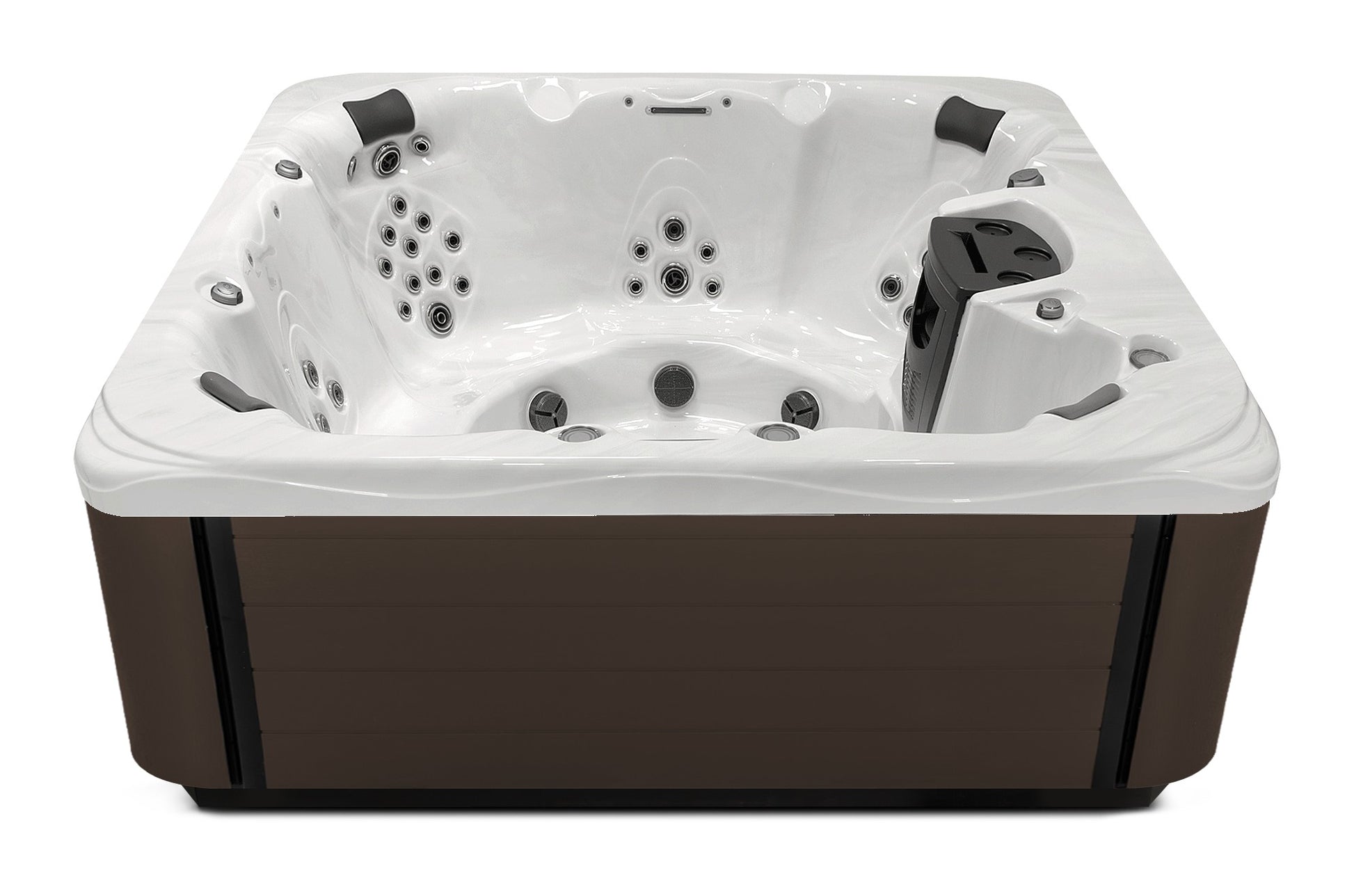 Precision 8 hot tub - Sterling Silver shell with Dark Walnut cabinet