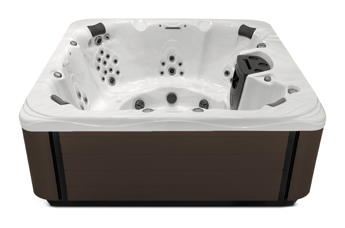 Precision 8 hot tub - Sterling Silver shell with Dark Walnut cabinet