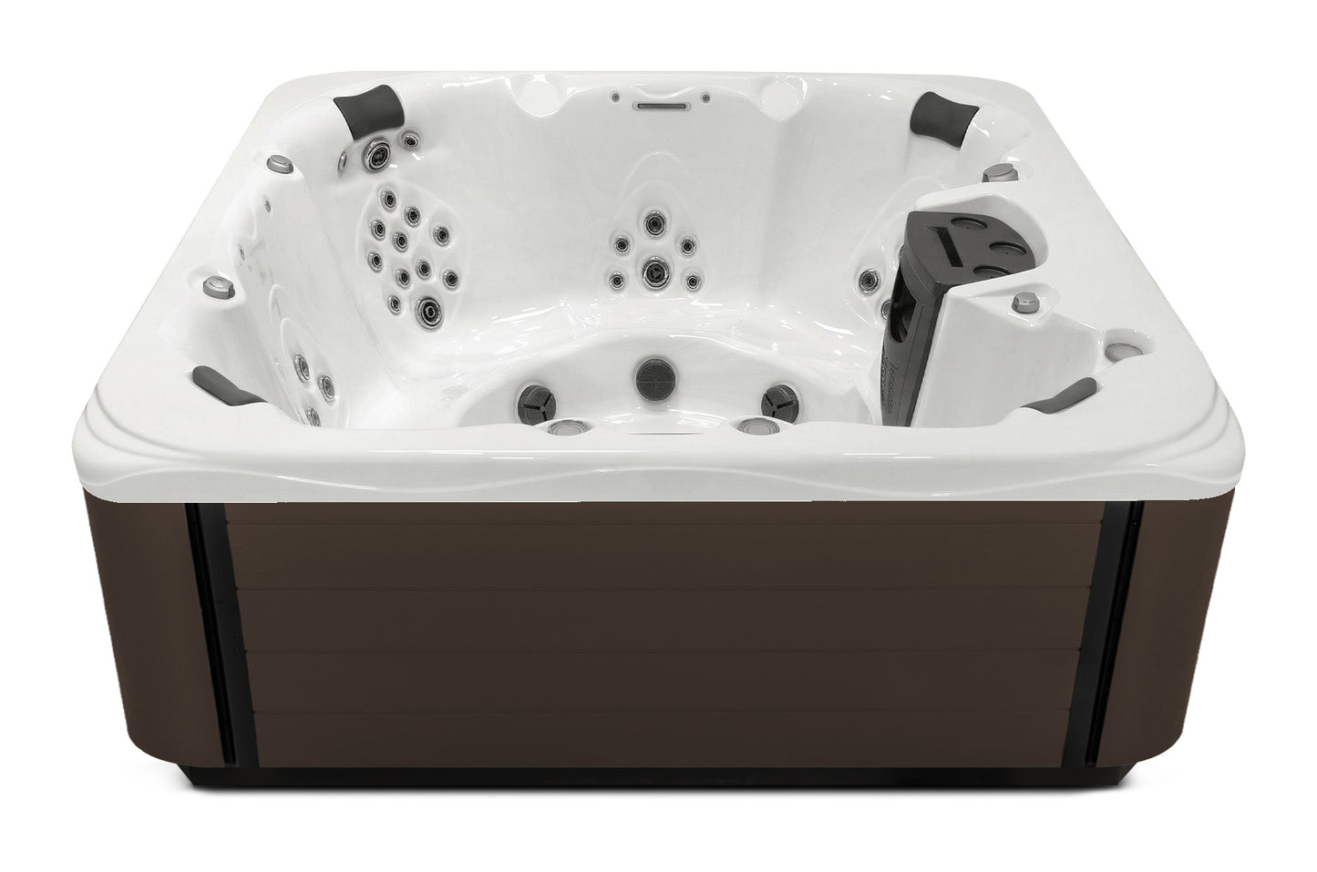 Precision 8 hot tub - White shell with Dark Walnut cabinet