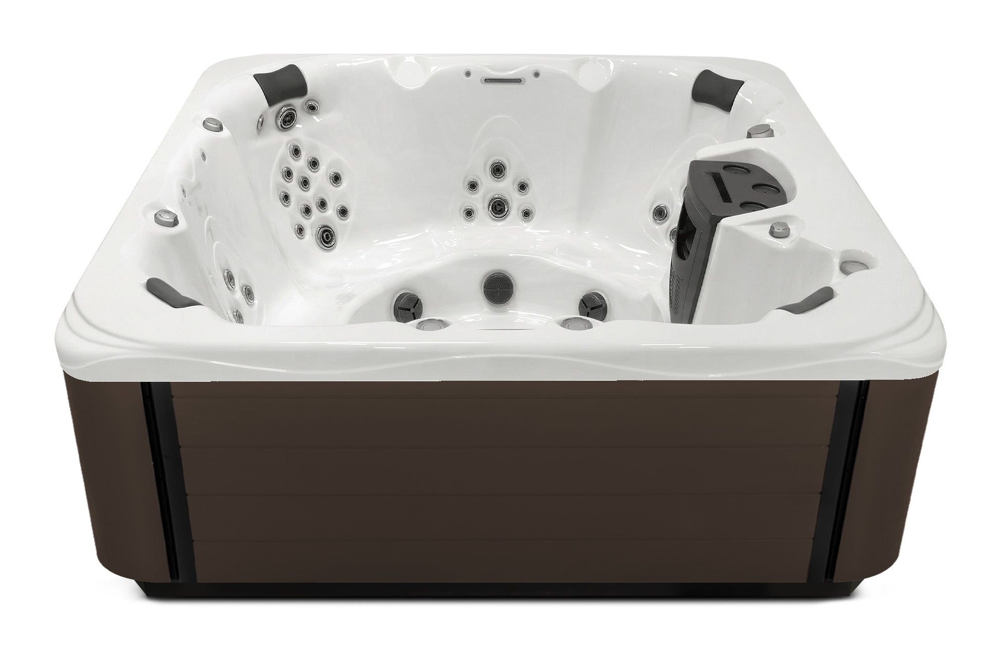 Precision 8 hot tub - White shell with Dark Walnut cabinet
