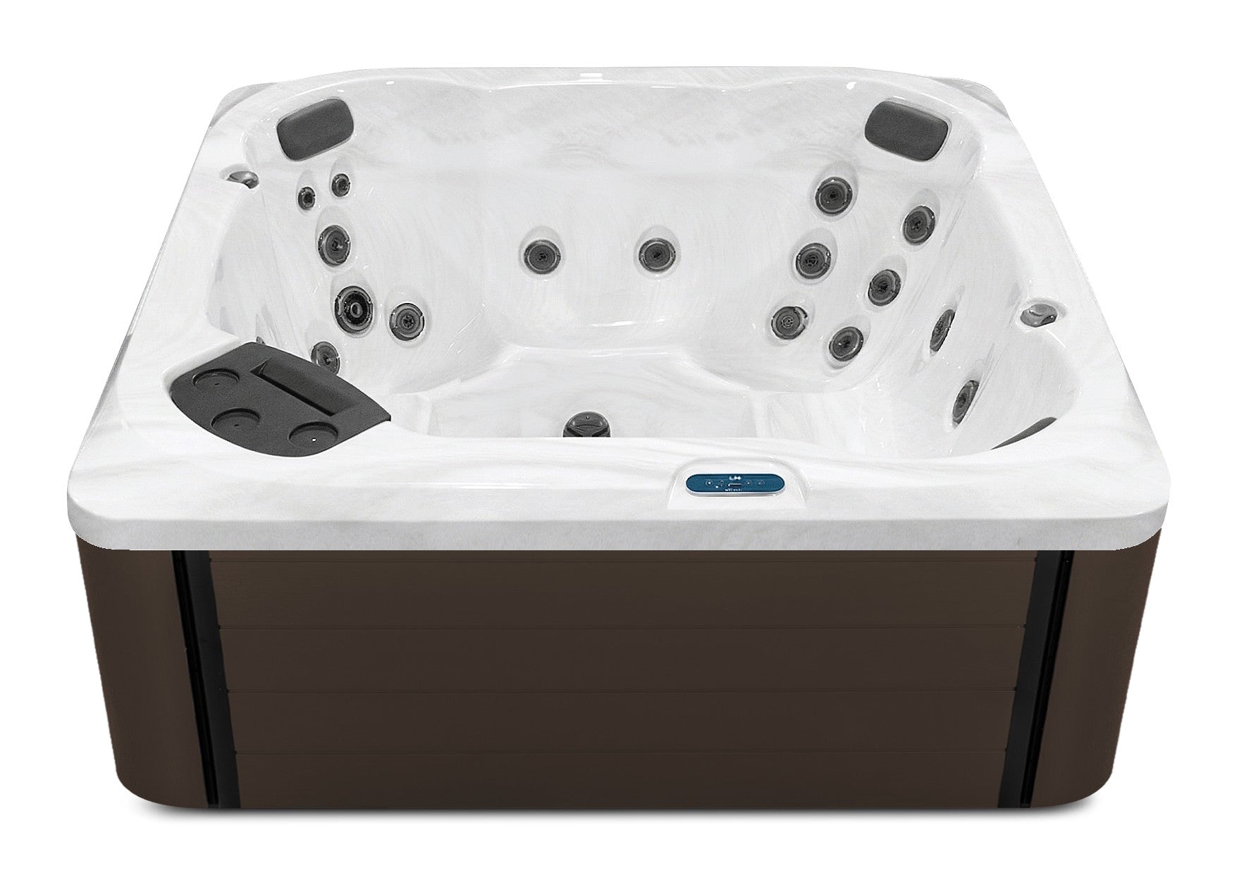 S7 hot tub - Sterling shell with Dark Walnut cabinet
