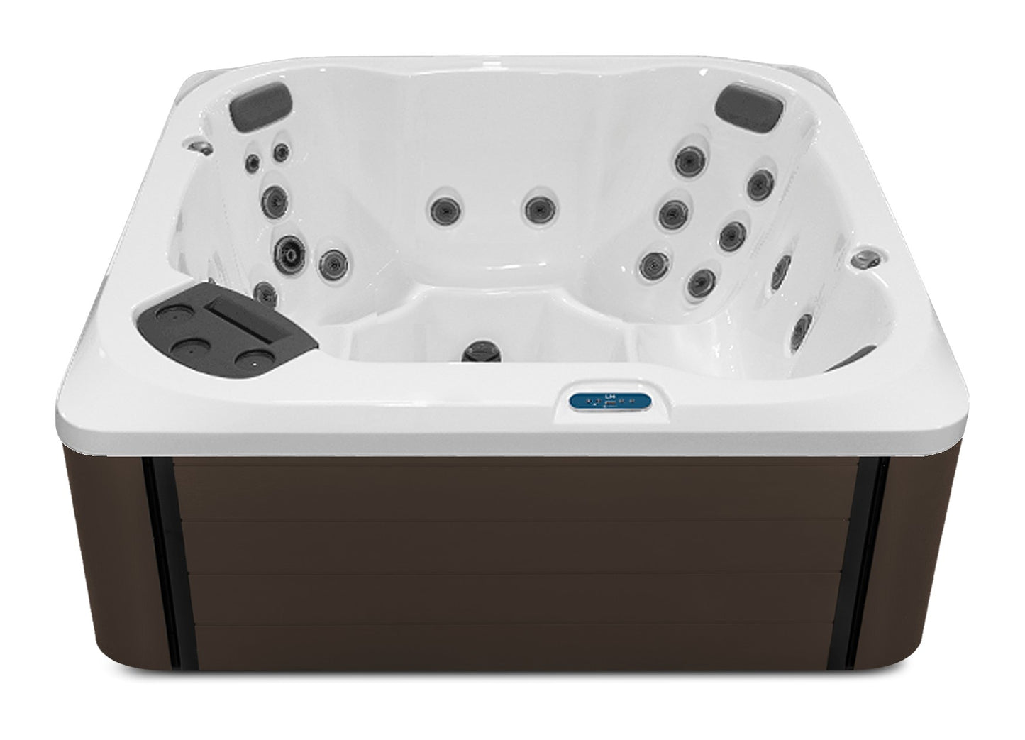 S7 hot tub - White shell with Dark Walnut cabinet