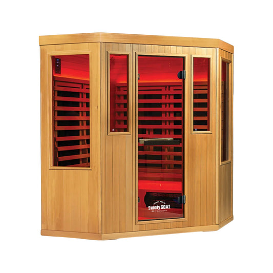 MP3C Sweaty GOAT corner infrared sauna - front view