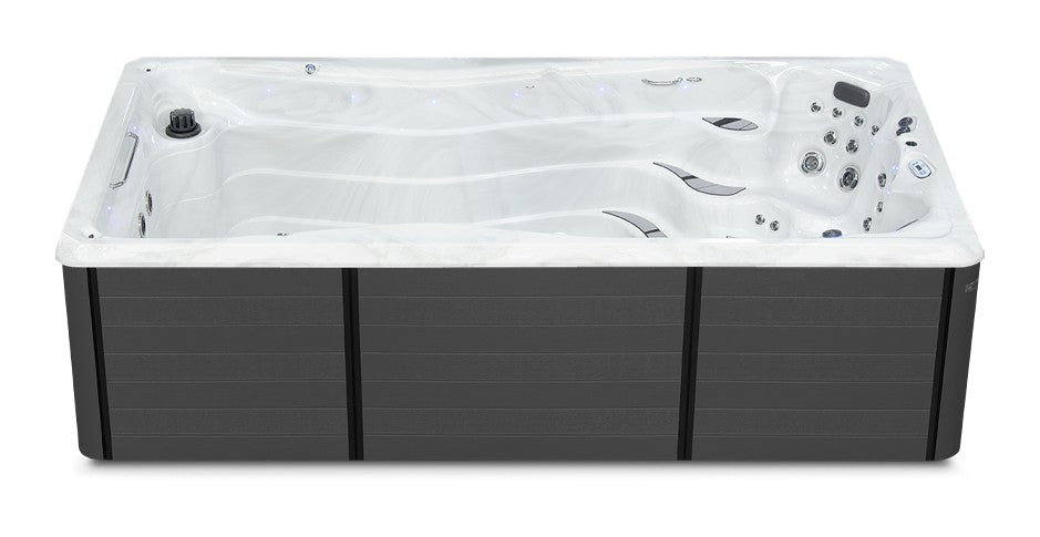 Therapool 15 swim spa - Sterling Silver (Standard) shell with DuraMaster Graphite* (Standard) cabinet