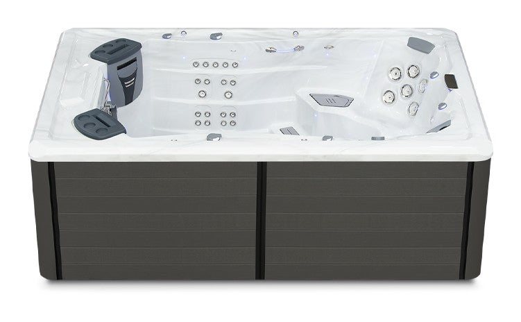 Trainer 12 swim spa - Sterling Silver (Standard) shell with DuraMaster Graphite* (Standard) cabinet