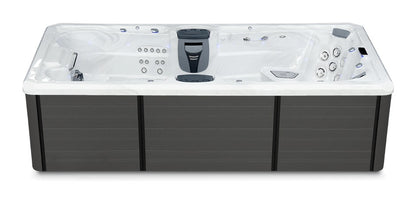 Trainer 15 swim spa - Sterling Silver shell with Graphite cabinet